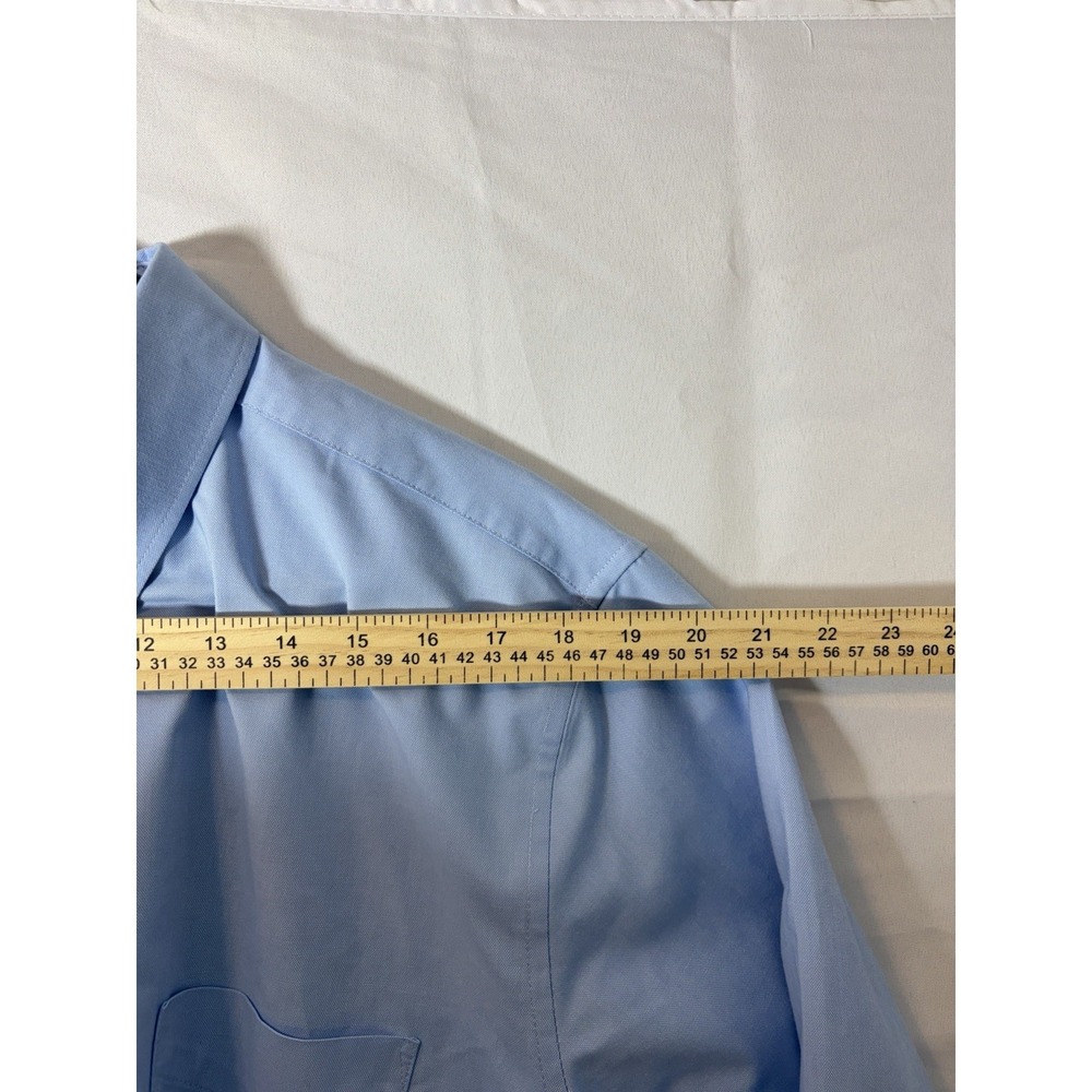 Stafford Coolmax Dress Shirt Men XL 17-17.5 34-35 Regular Fit Long Sleeve Blue - Picture 12 of 13